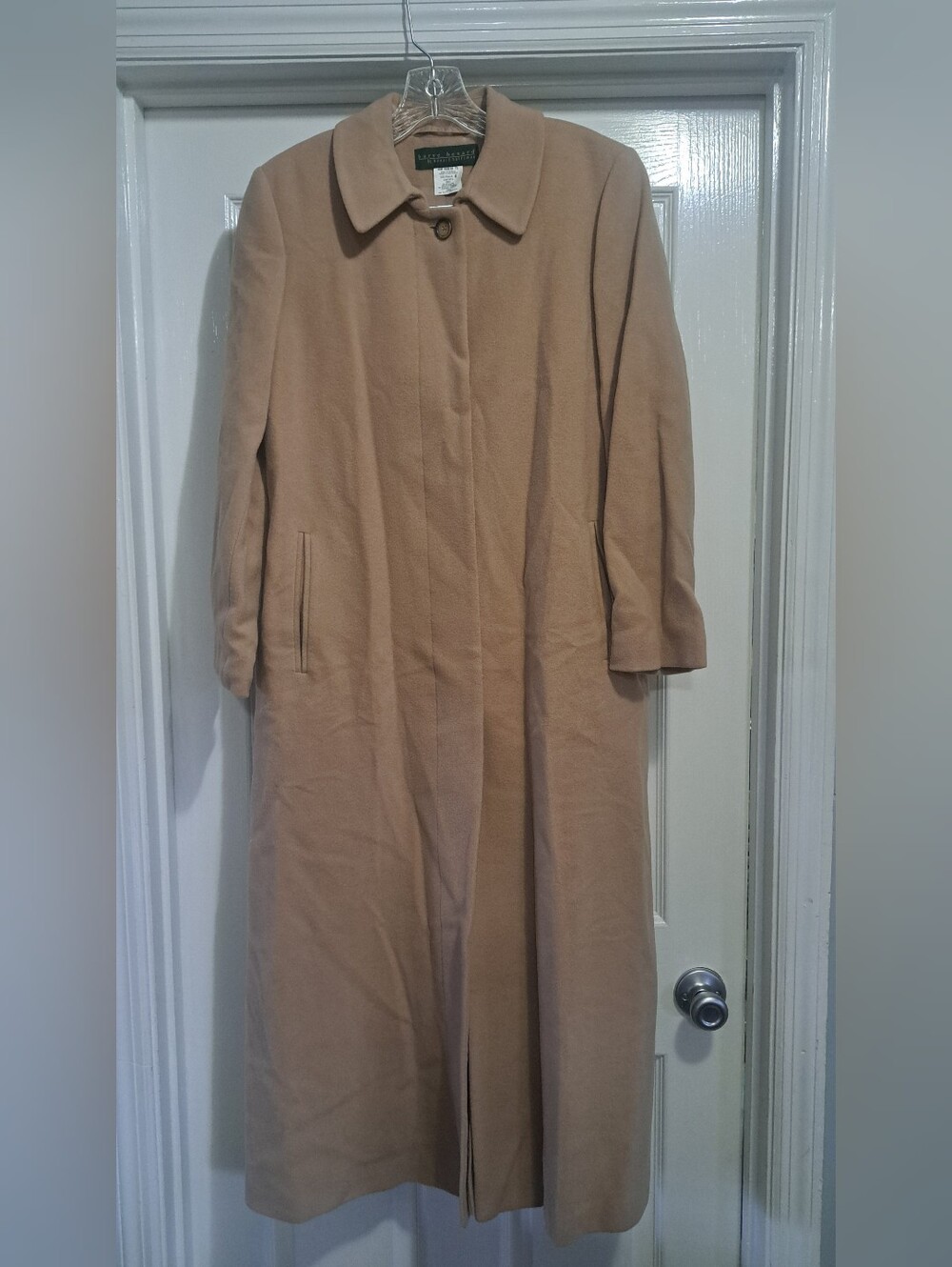 Harve Benard Vintage 90s Camel tan Wool blend long trench Coat size 6